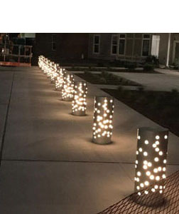 Lights on walkway in the evening