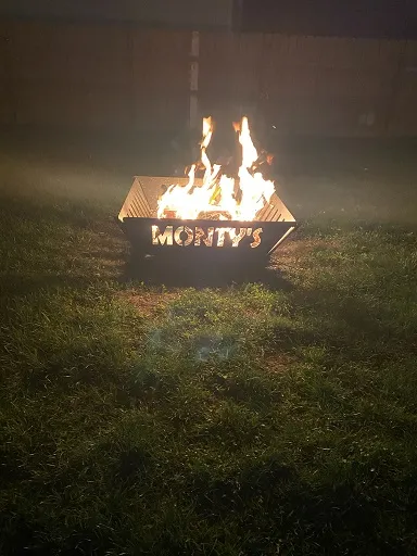 A custom fire pit in action.